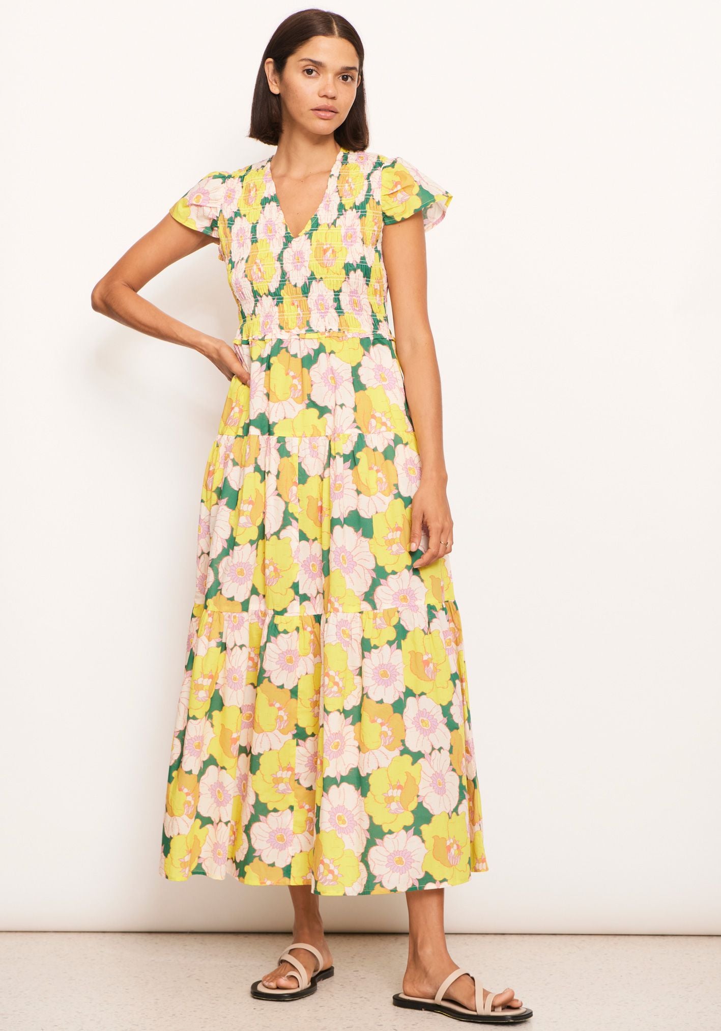 Anemanie Shirred Dress - Anemanie Print