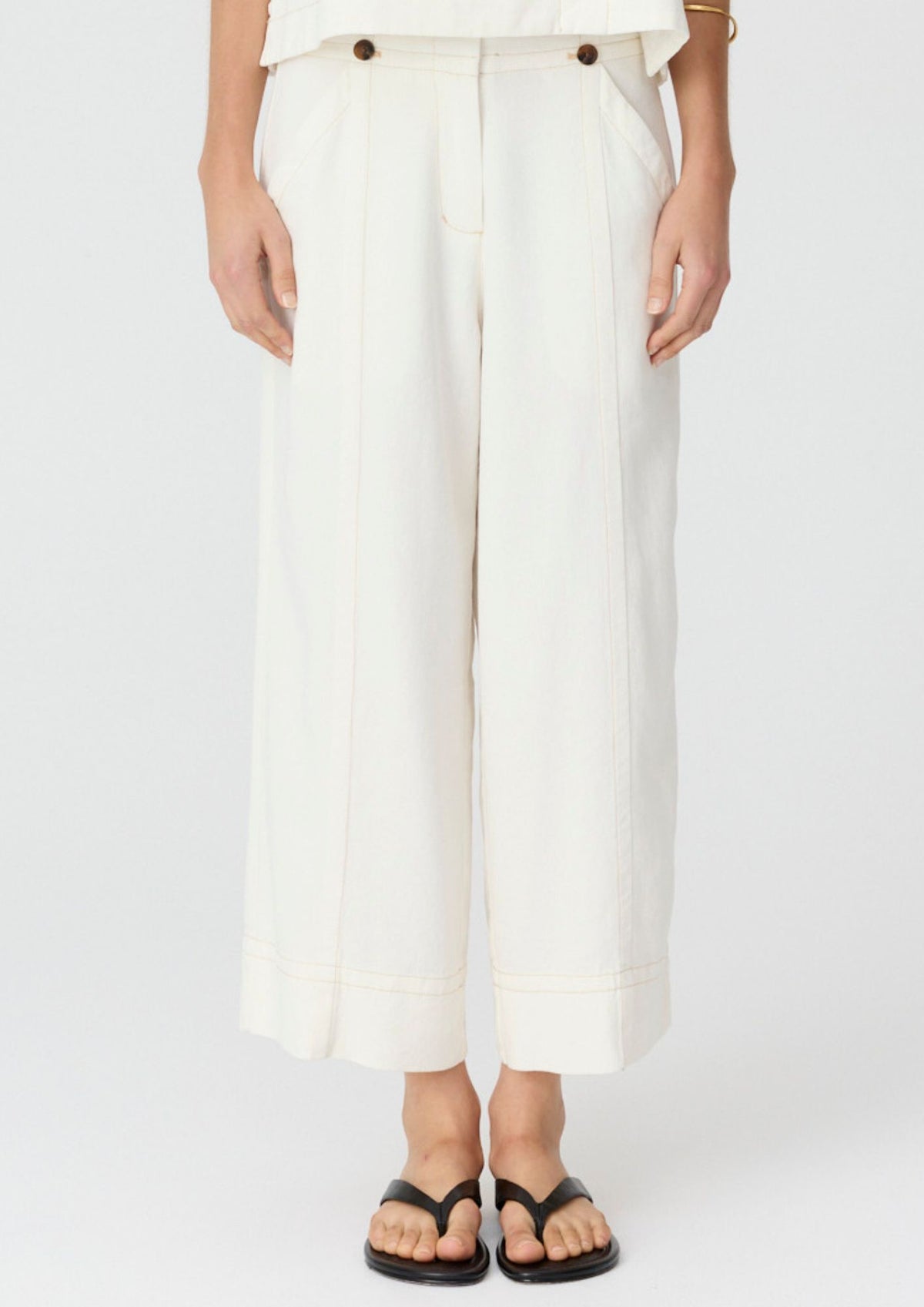 Pol Anise Crop Pant - Chalk