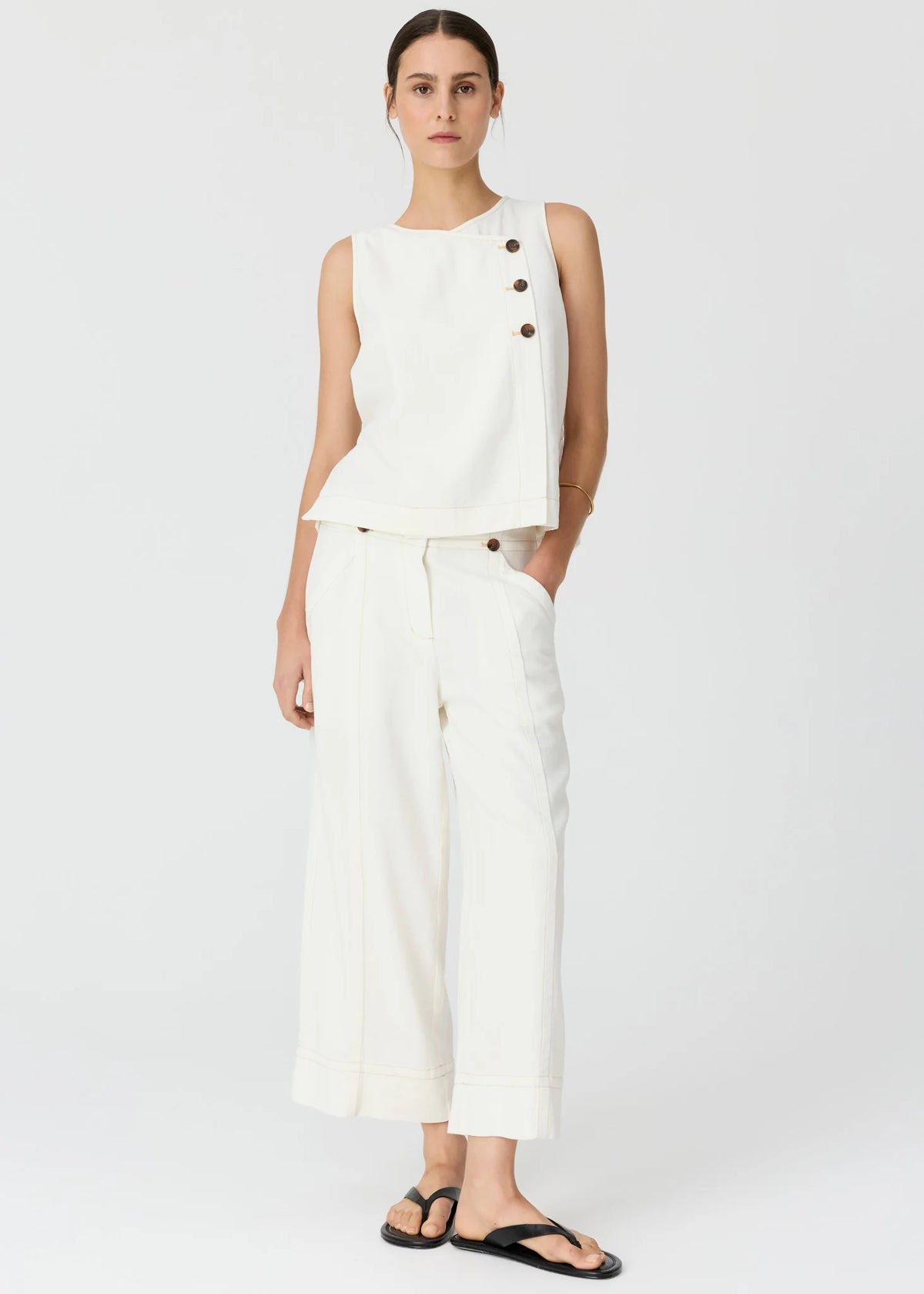 Pol Anise Crop Pant - Chalk