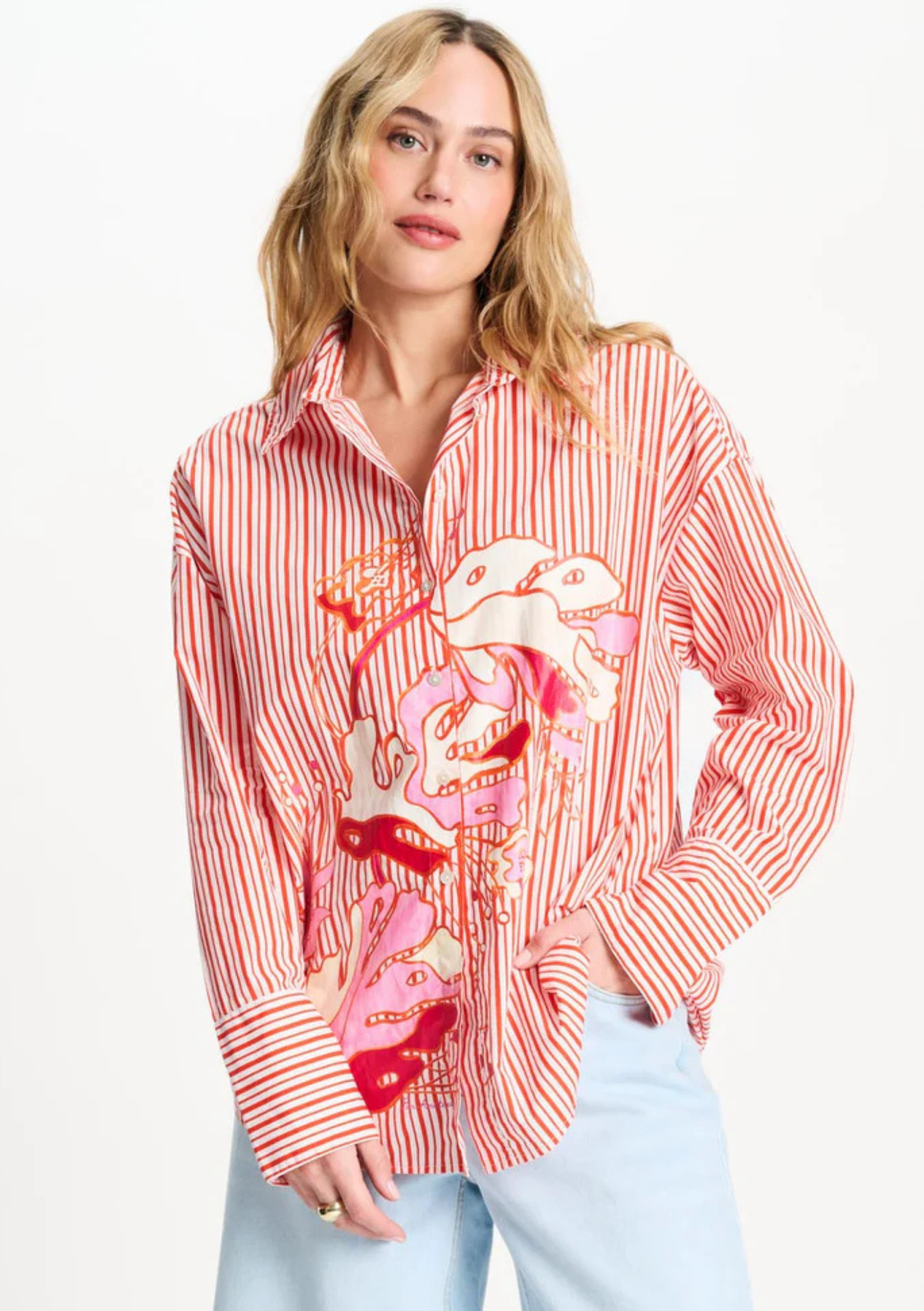 Blouse - Poplin Striped Orange PRE ORDER