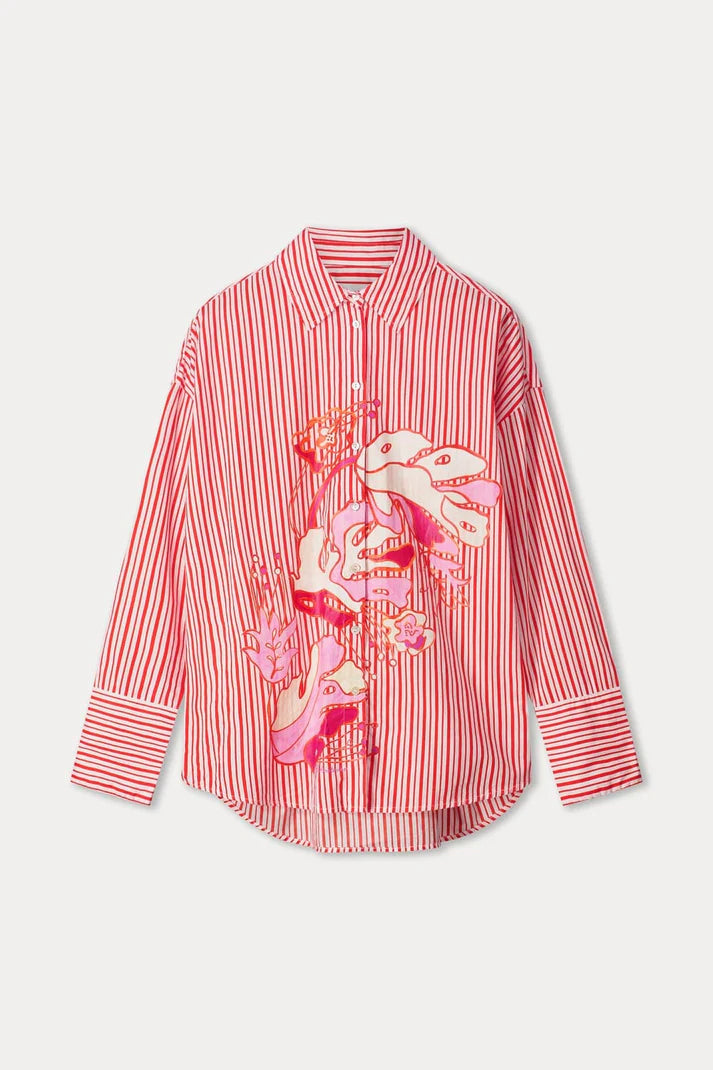 Blouse - Poplin Striped Orange PRE ORDER