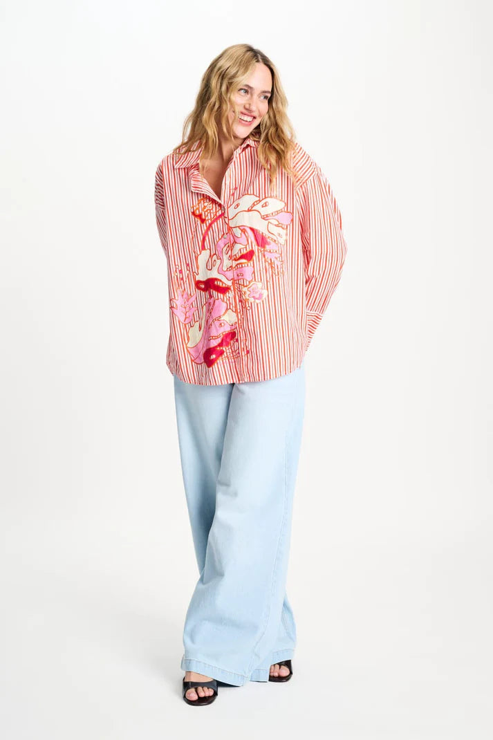 Blouse - Poplin Striped Orange PRE ORDER