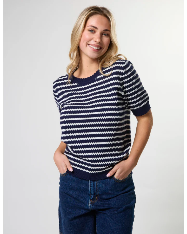 Charly Knit - Navy & White Stripe