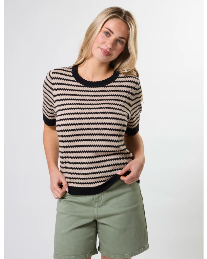 Charly Knit - Sand & Black Stripe