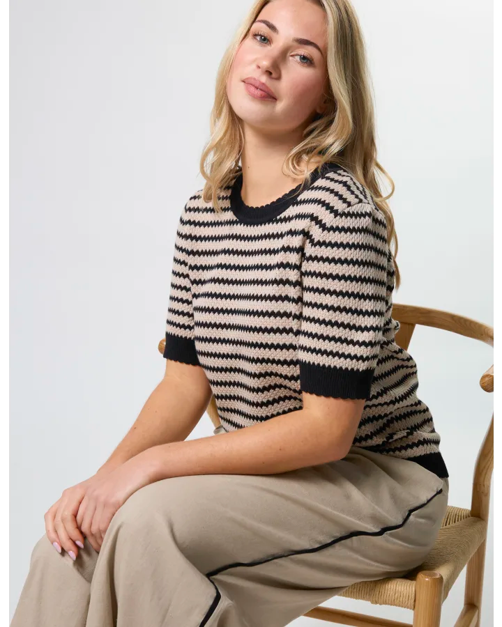 Charly Knit - Sand & Black Stripe