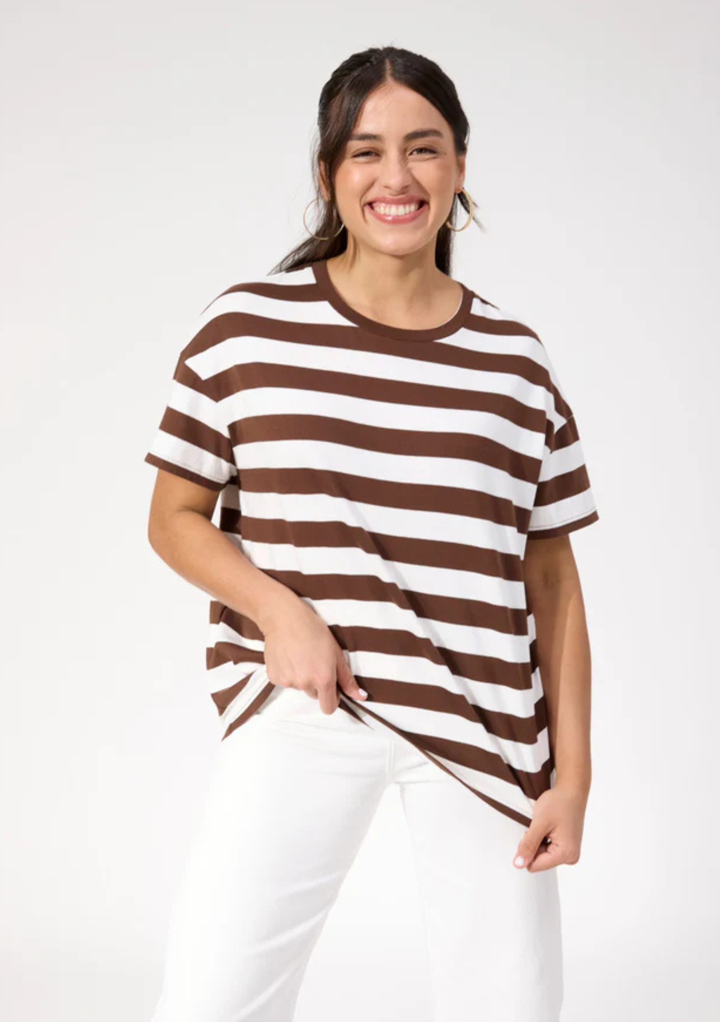 Columbus Stripe T Shirt - Brown COMING SOON