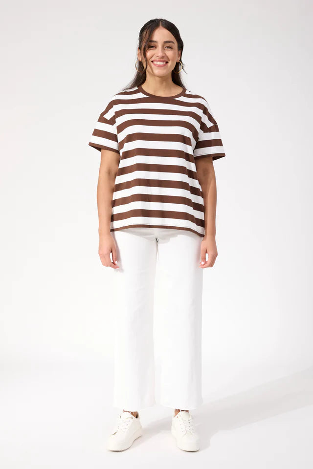 Columbus Stripe T Shirt - Brown COMING SOON