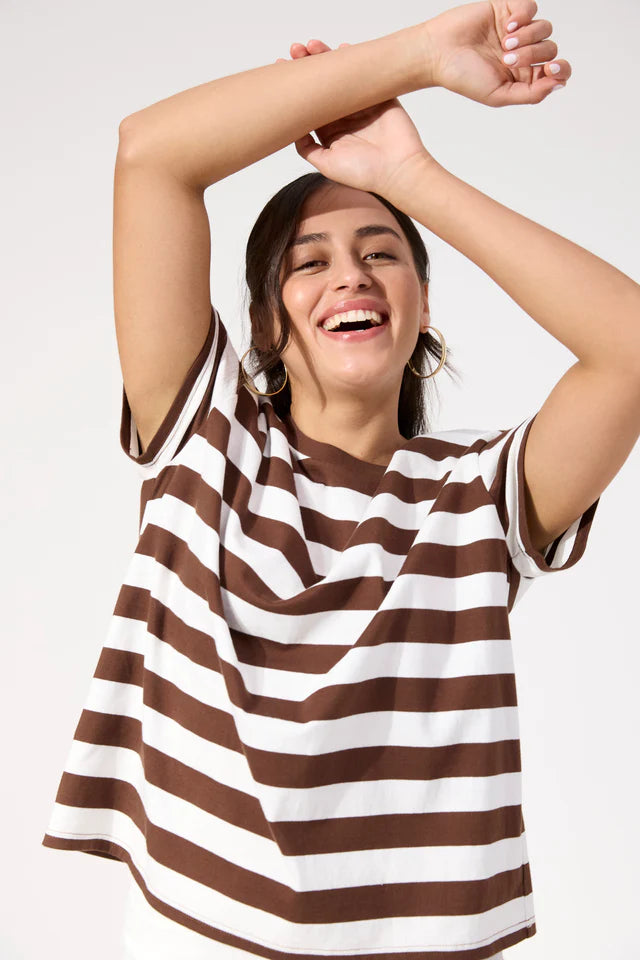 Columbus Stripe T Shirt - Brown COMING SOON