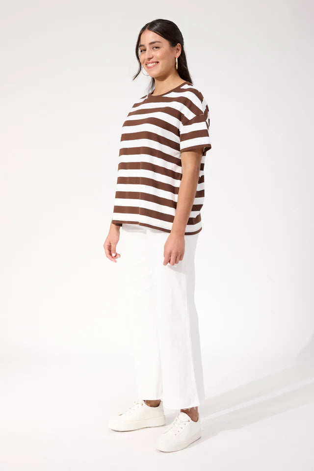 Columbus Stripe T Shirt - Brown COMING SOON