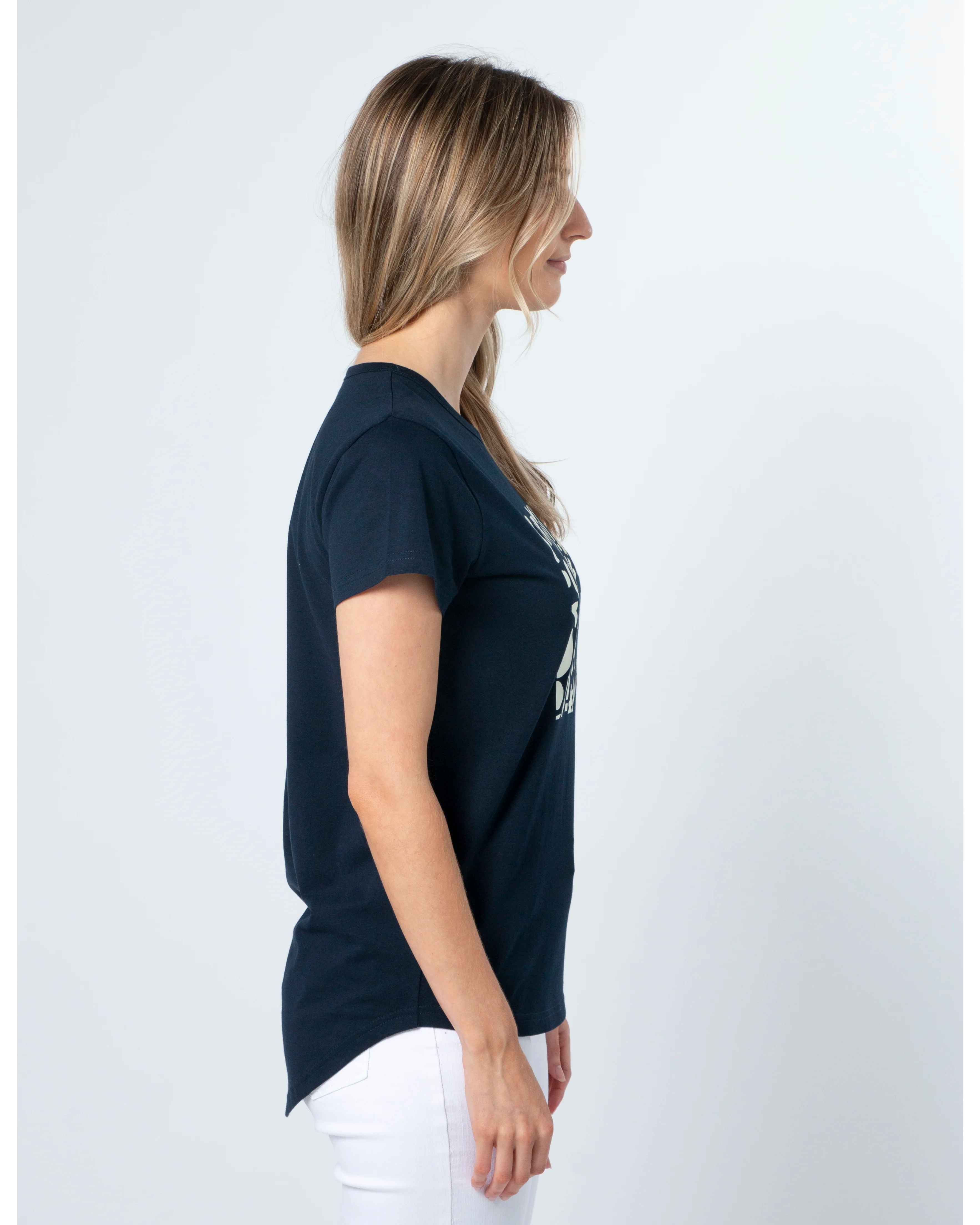 Crew Neck T Shirt - Navy Geo