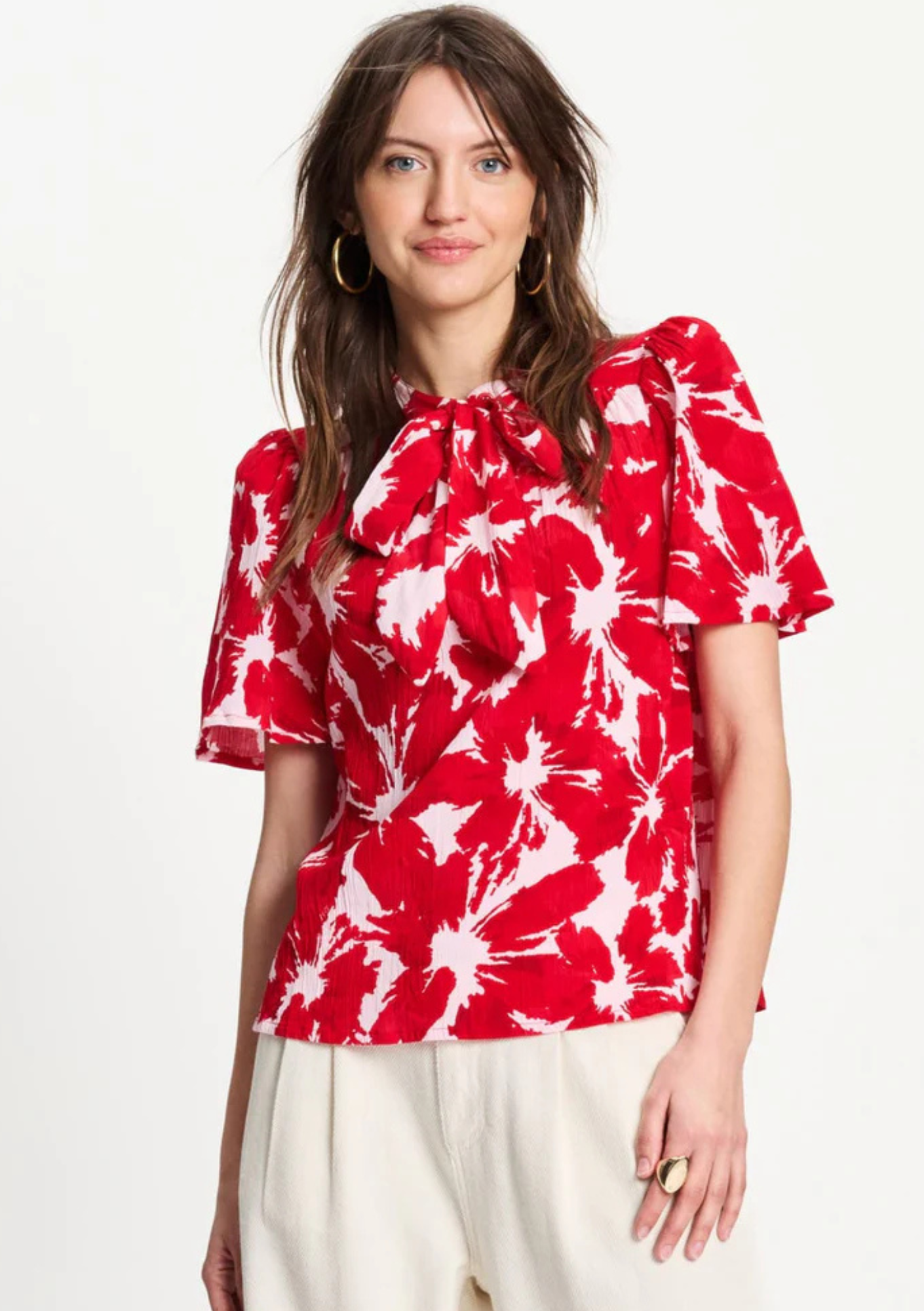 Top - Crinkle Bubble Bloom Red PRE ORDER