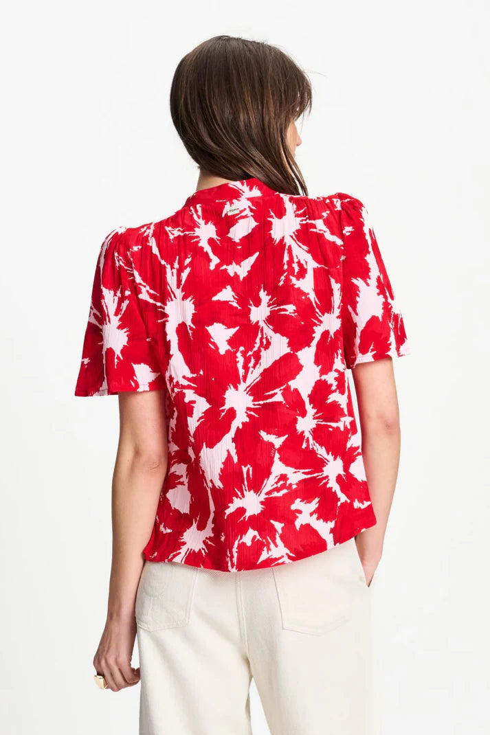 Top - Crinkle Bubble Bloom Red PRE ORDER