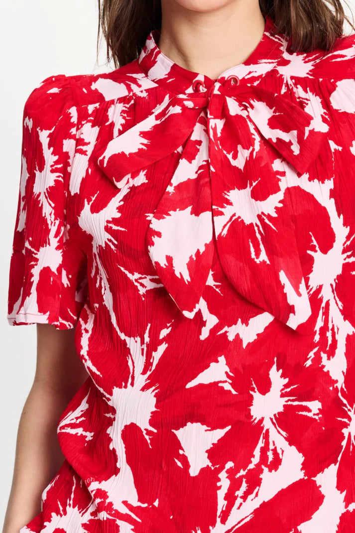 Top - Crinkle Bubble Bloom Red PRE ORDER