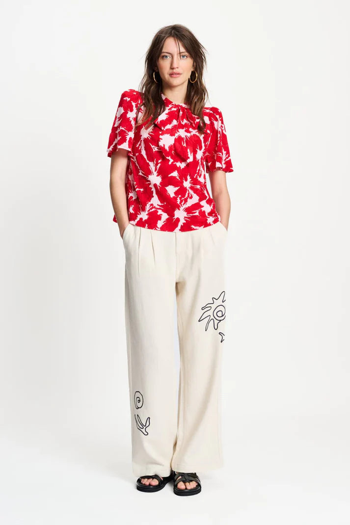 Top - Crinkle Bubble Bloom Red PRE ORDER
