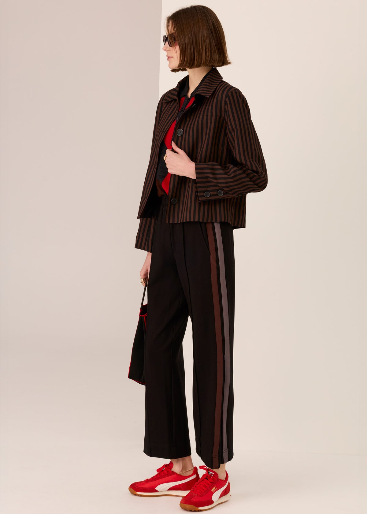 Pol Dara Cropped Jacket - Choc / Black