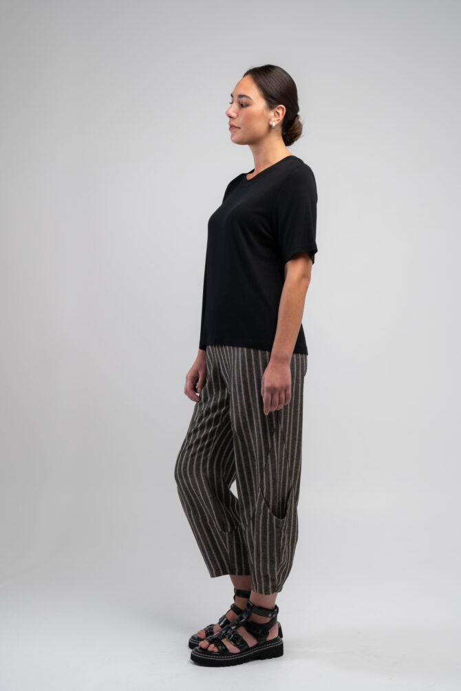 Denim Stripe Pocket Pant - Black