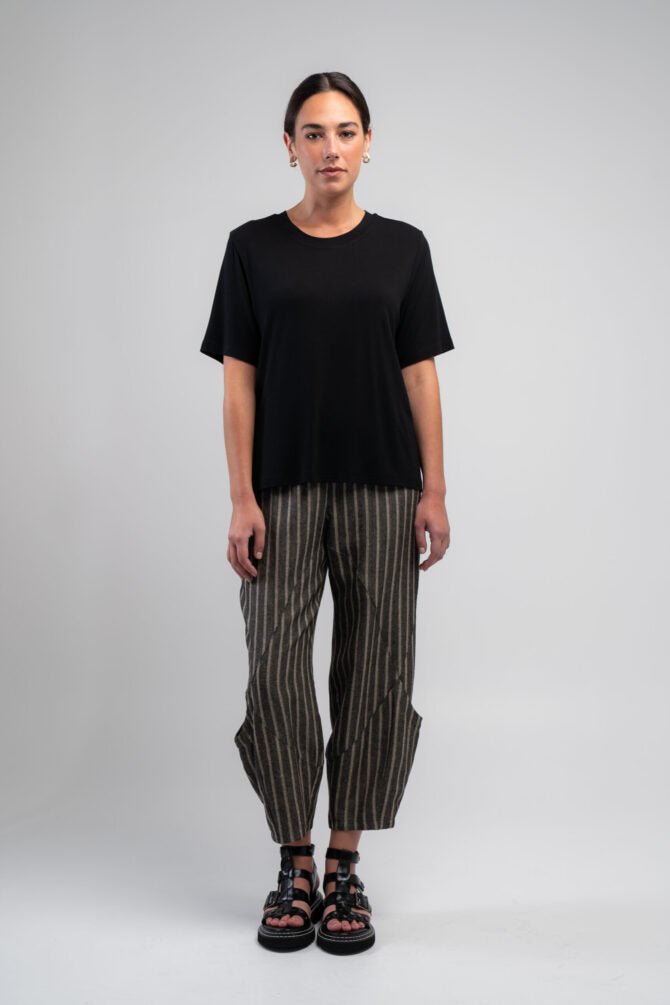 Denim Stripe Pocket Pant - Black