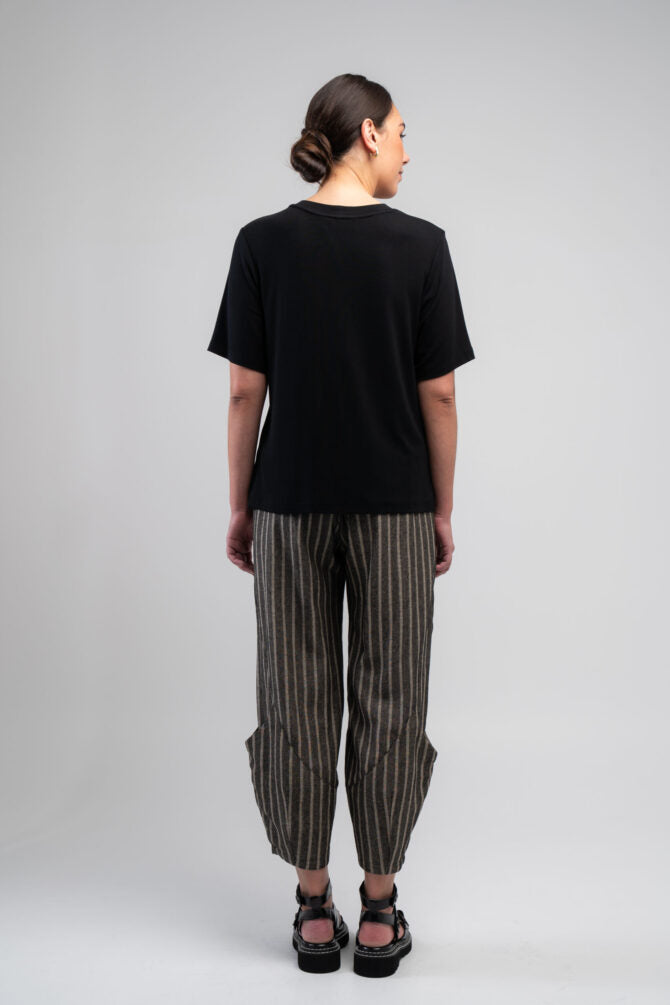 Denim Stripe Pocket Pant - Black