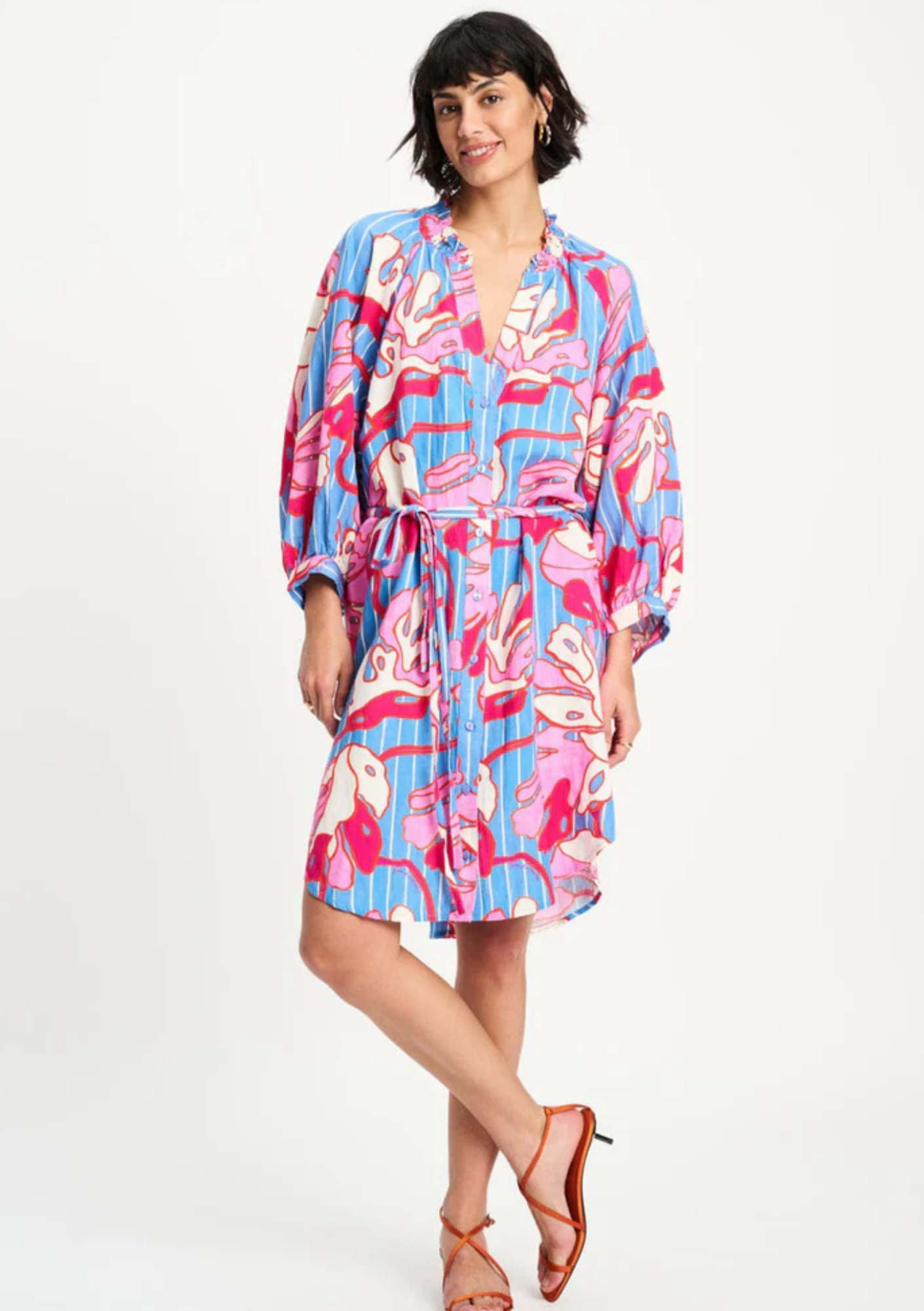 Dress - Urban Flora Striped Linen PRE ORDER