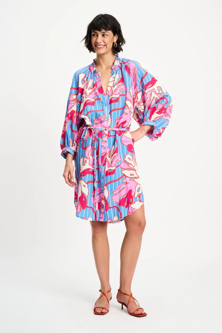 Dress - Urban Flora Striped Linen PRE ORDER