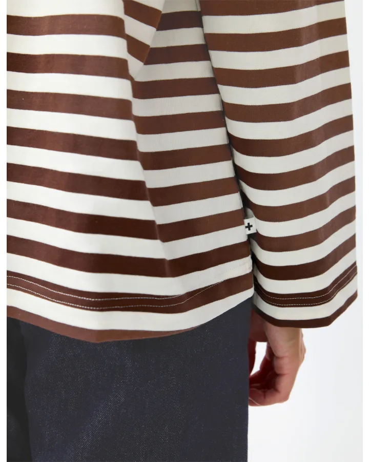 Drop Shoulder Tee - Choc Stripe
