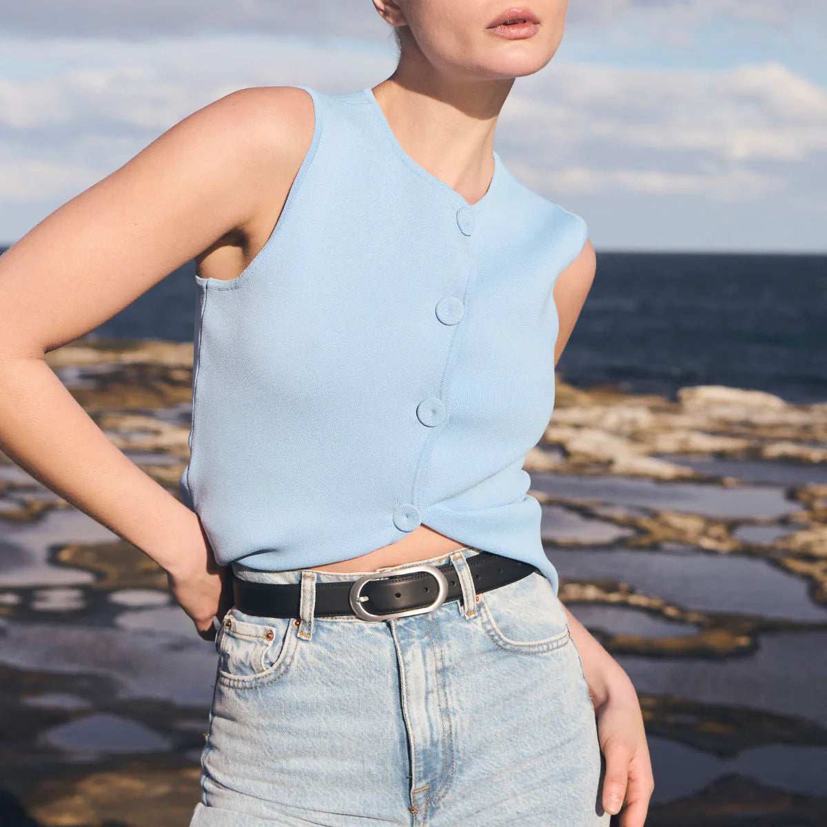 Final Loop Belt - Black Nappa / Silver