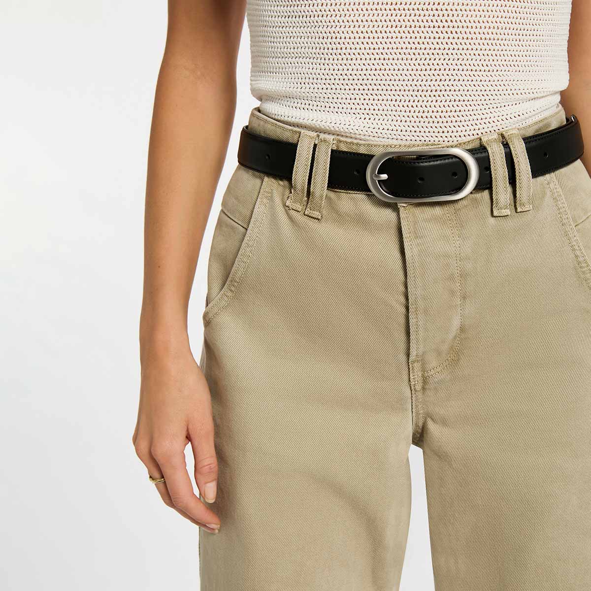 Status Anxiety Final Loop Belt - Black Nappa / Silver