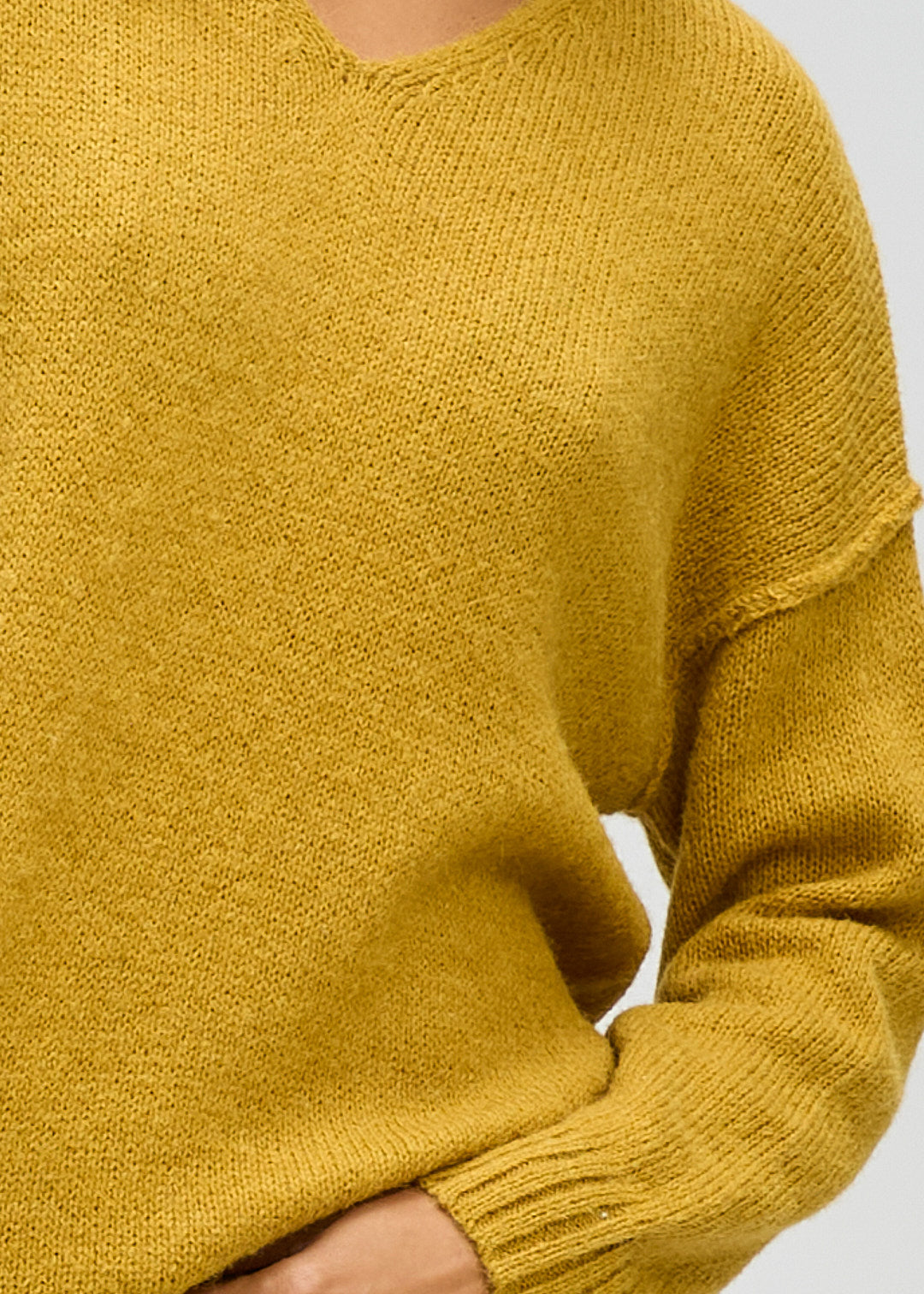 Fluffy V Jumper - Ochre