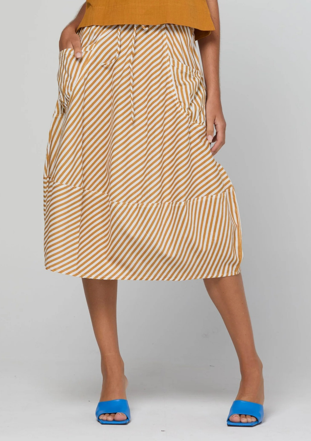 Boom Shankar Guru Skirt - Mustard Stripe