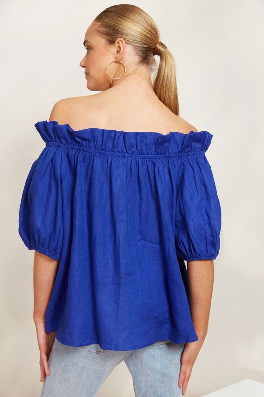 Halcyon Ruched Top - Cobalt