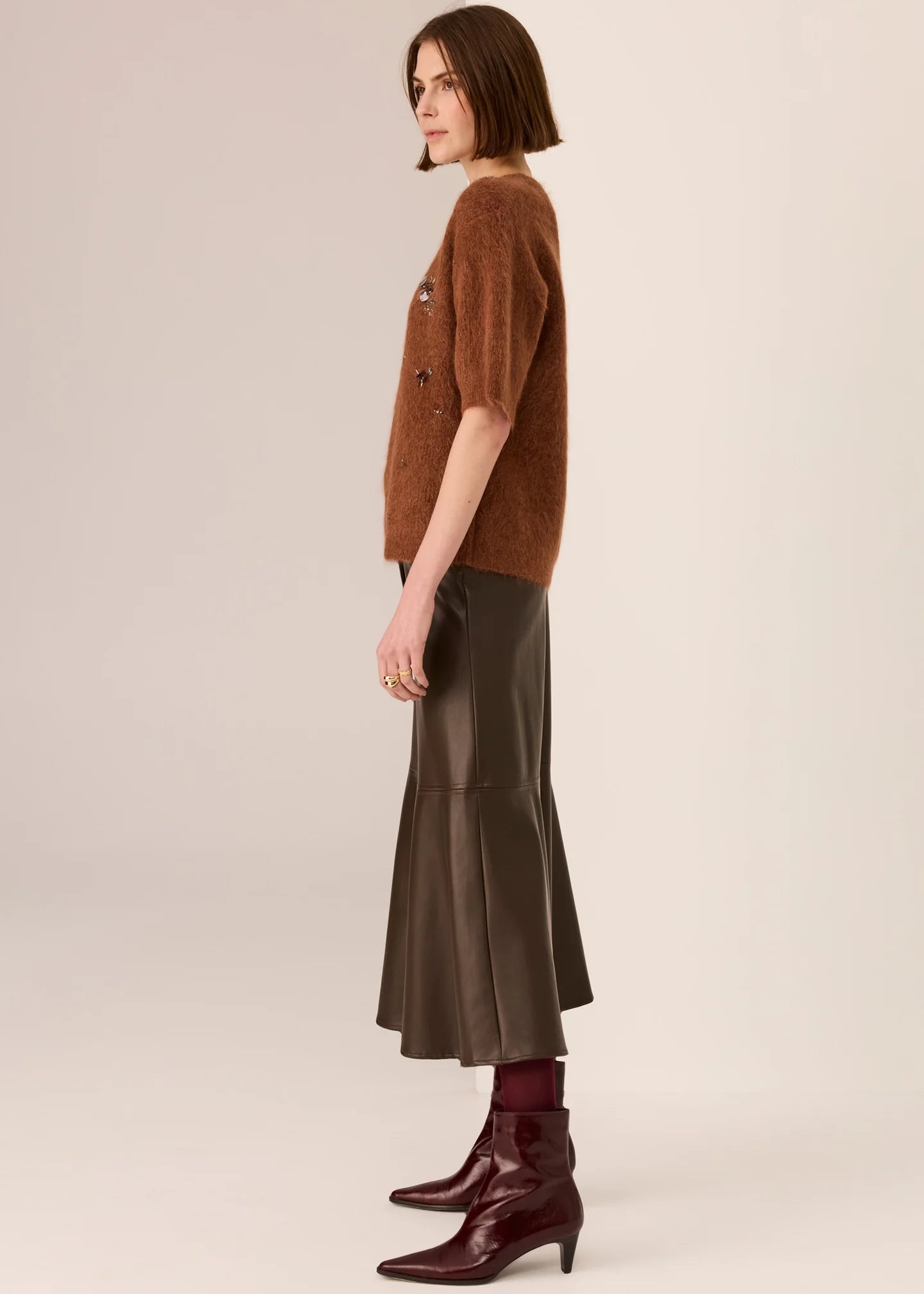 Haviland Beaded Knit Tee - Toffee