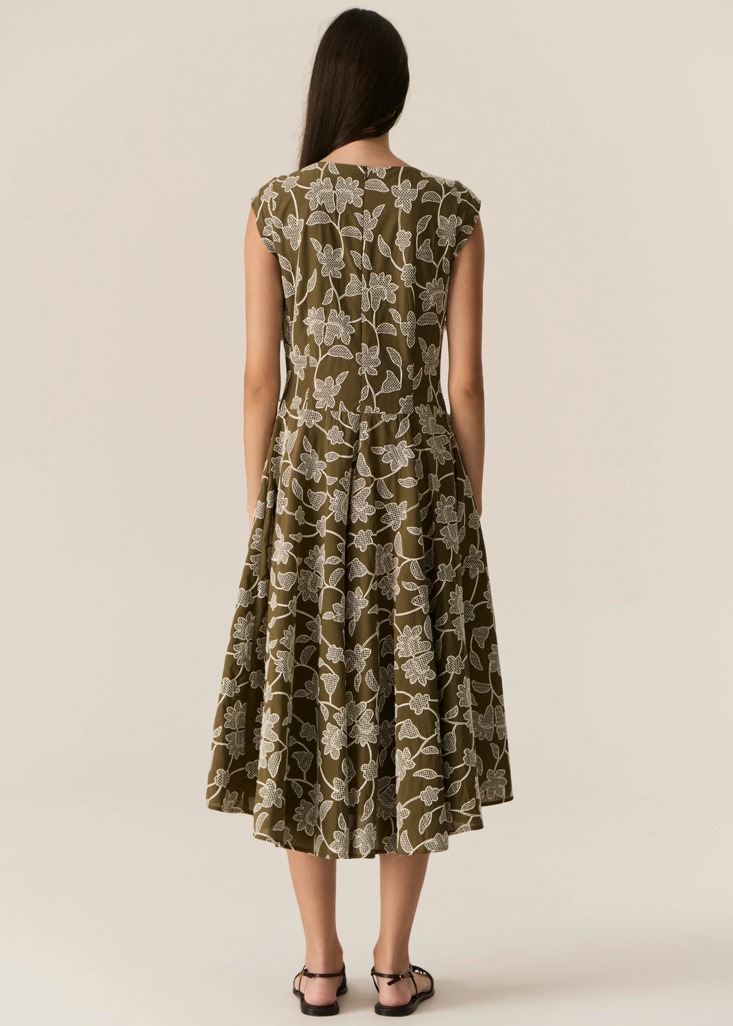 Hugo Dress - Khaki Embroidery