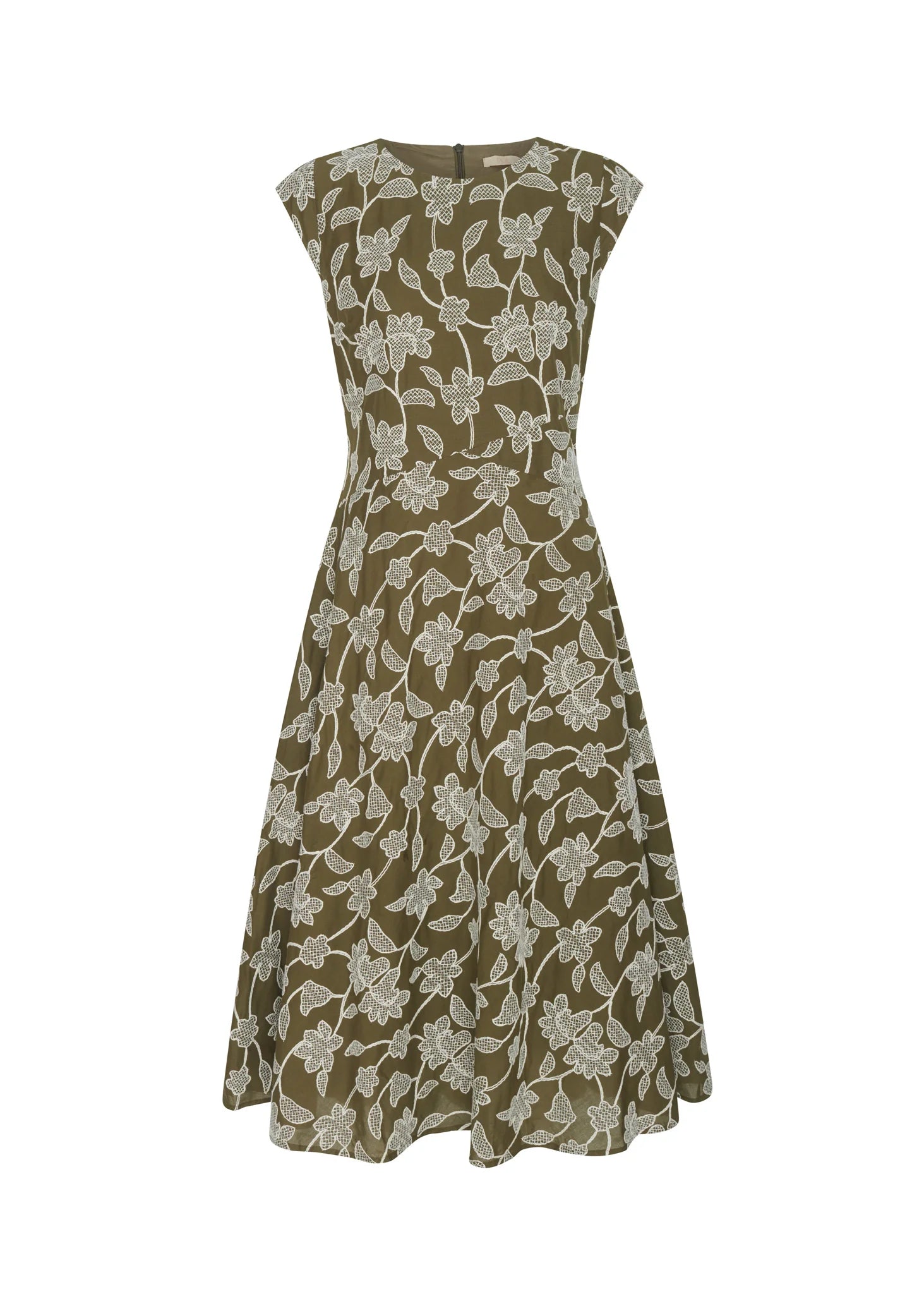 Hugo Dress - Khaki Embroidery