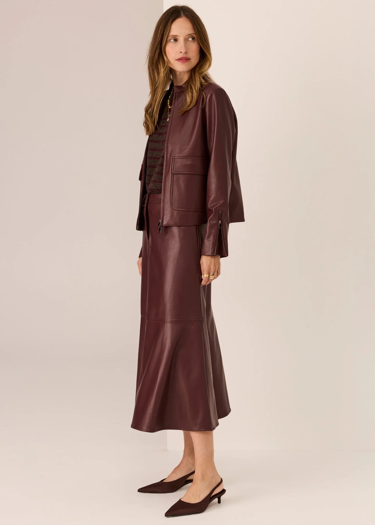 Pol Hugo Zip Crop Jacket - Merlot