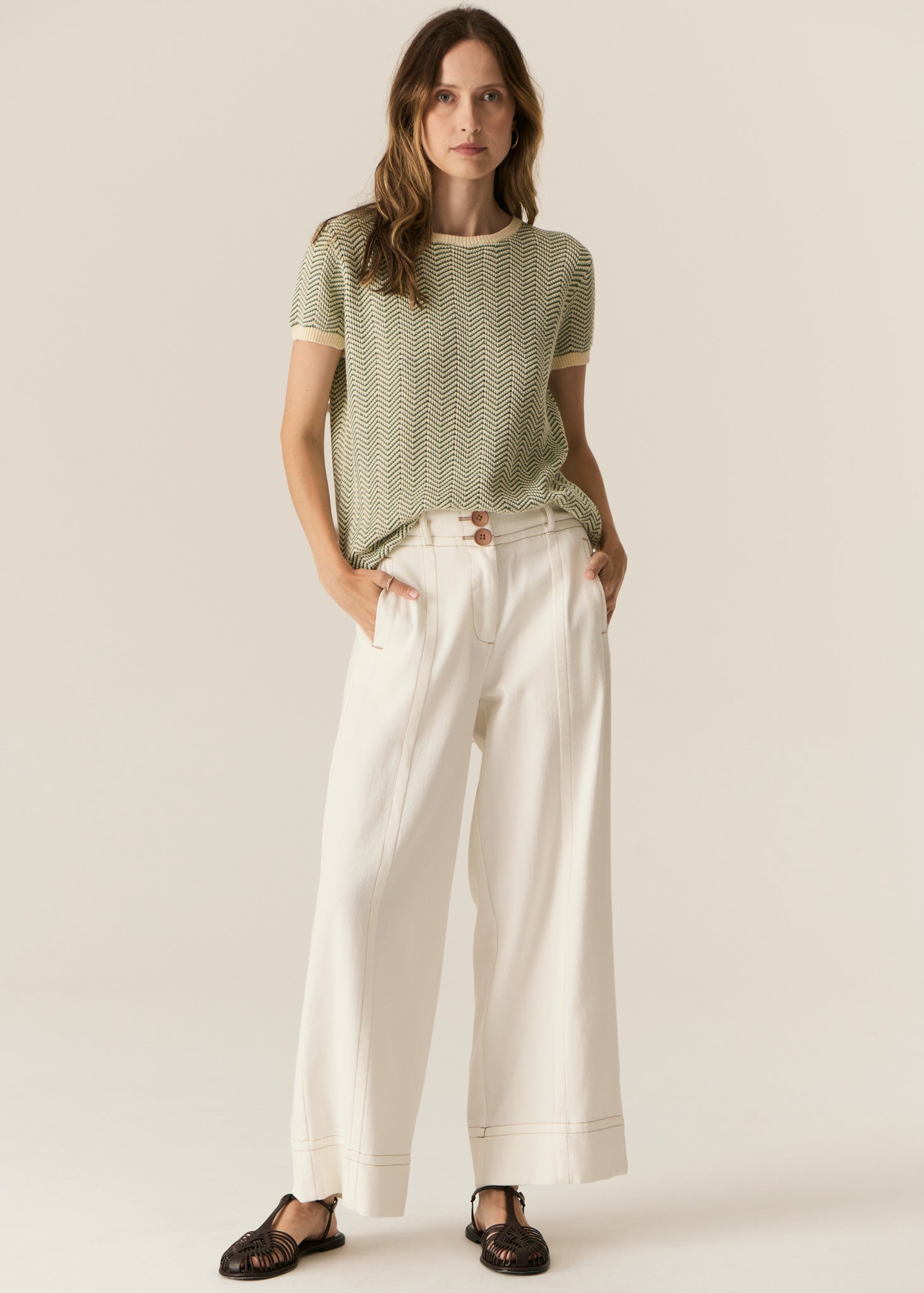 Jules Tee - Green / Ivory