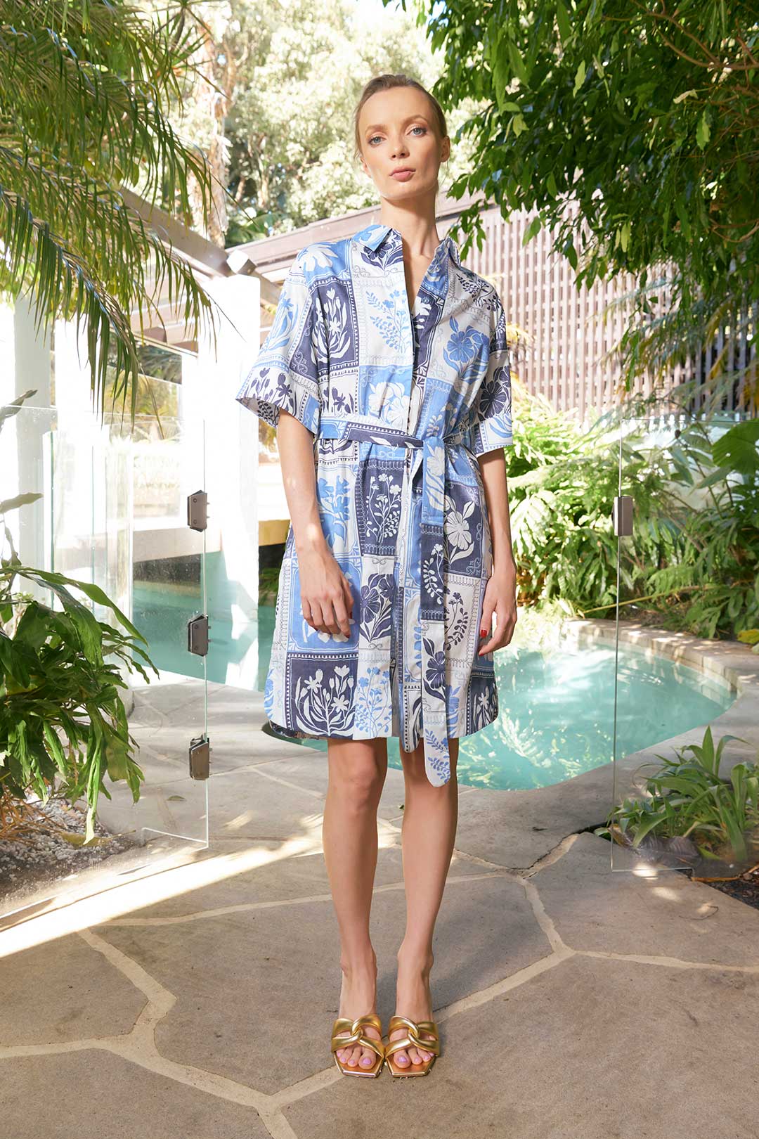 Kiara Botanical Dress - Denim