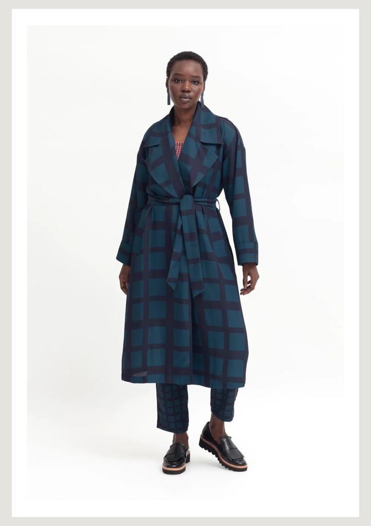 Black plaid trench sales coat
