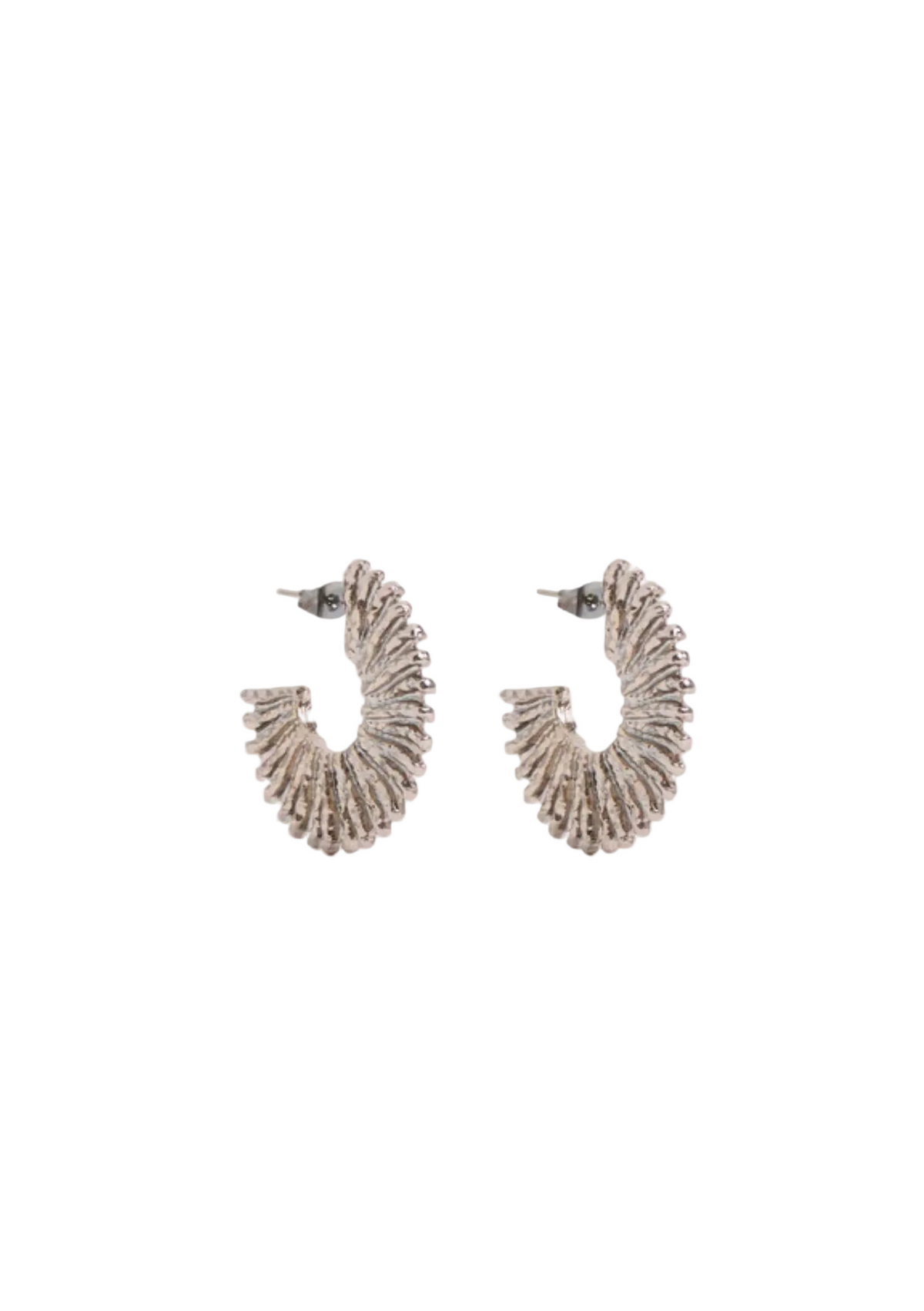 Pair of hoop earrings on a light gray background
