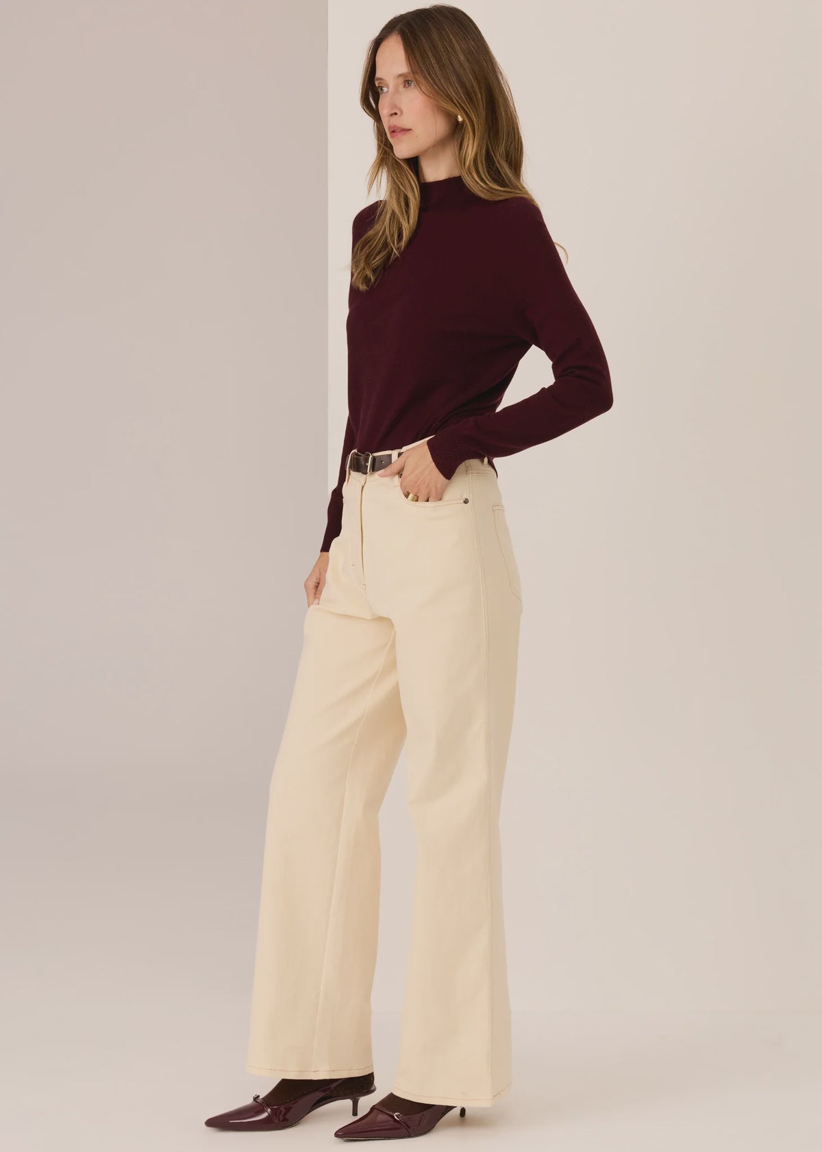 Pol Lana Wide Leg Jean - Ivory