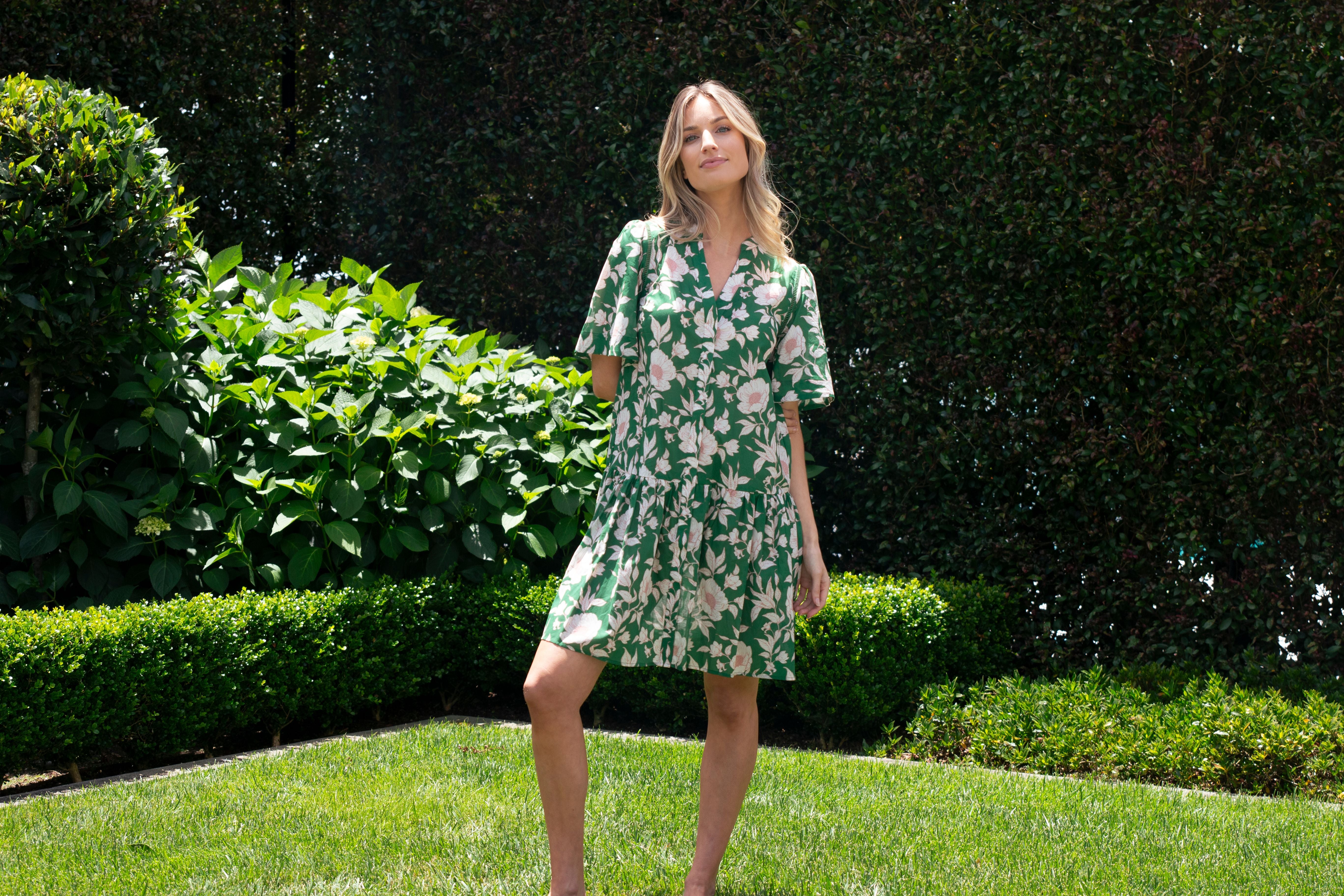 Lena Dress - Vintage Green Floral