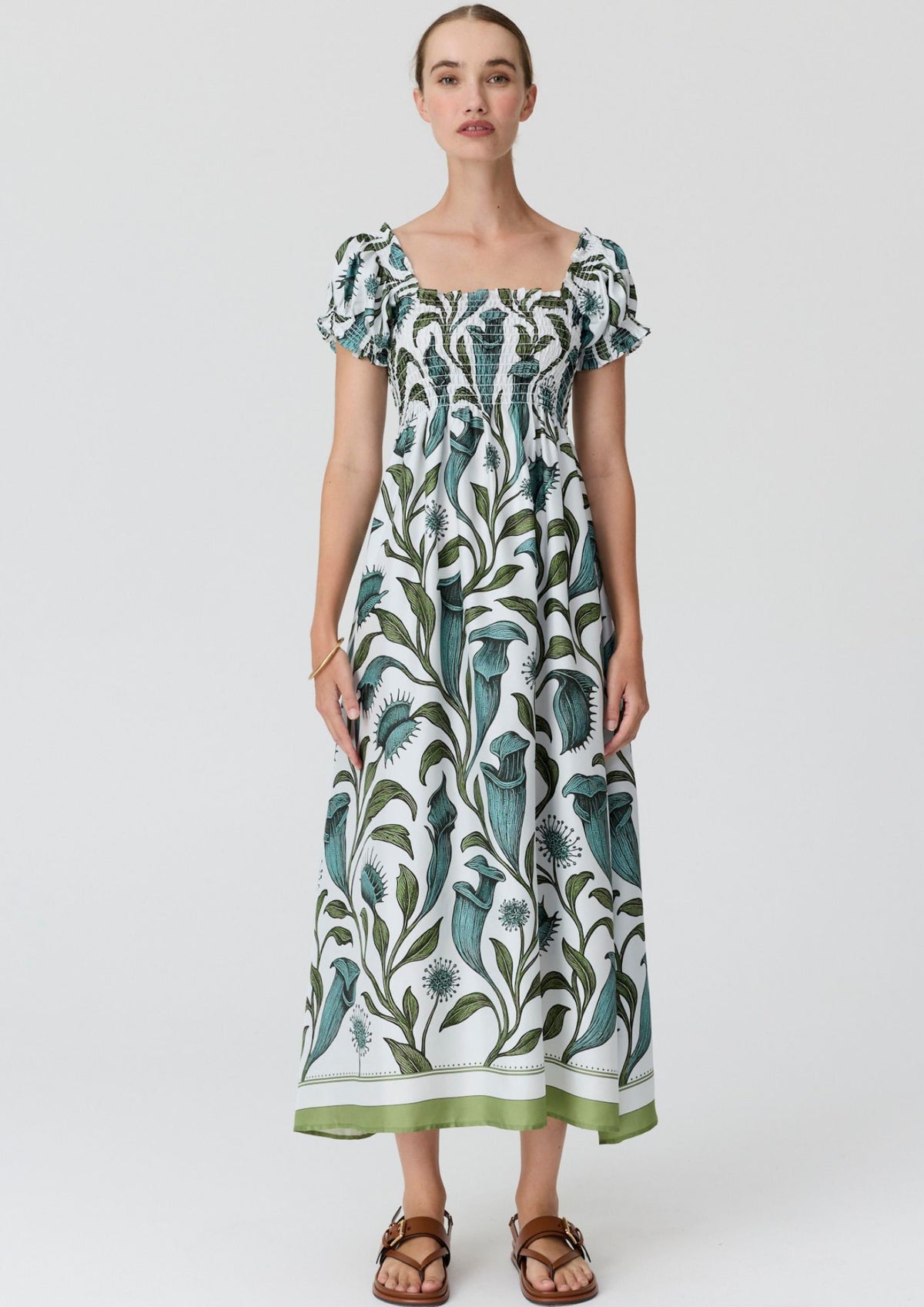 Pol Linne Silk Dress - Linne Border Print