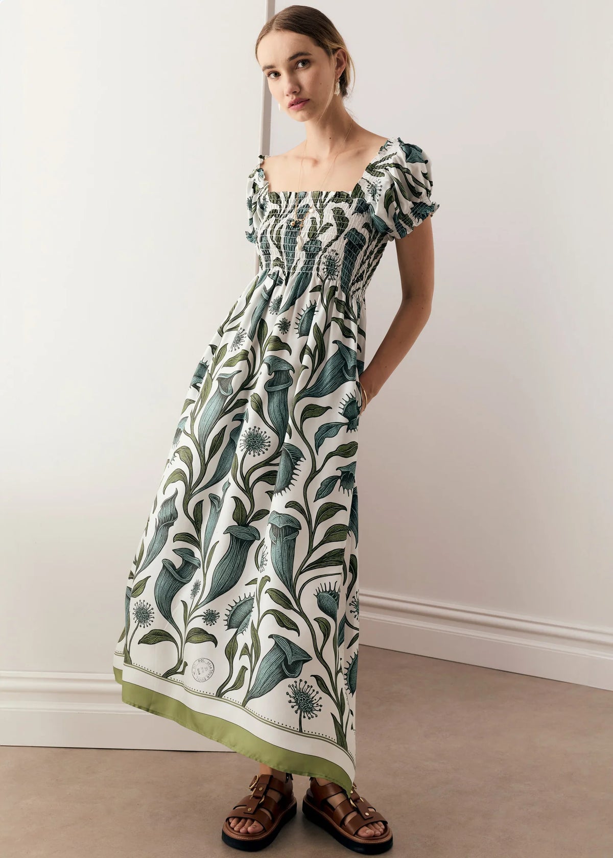 Pol Linne Silk Dress - Linne Border Print