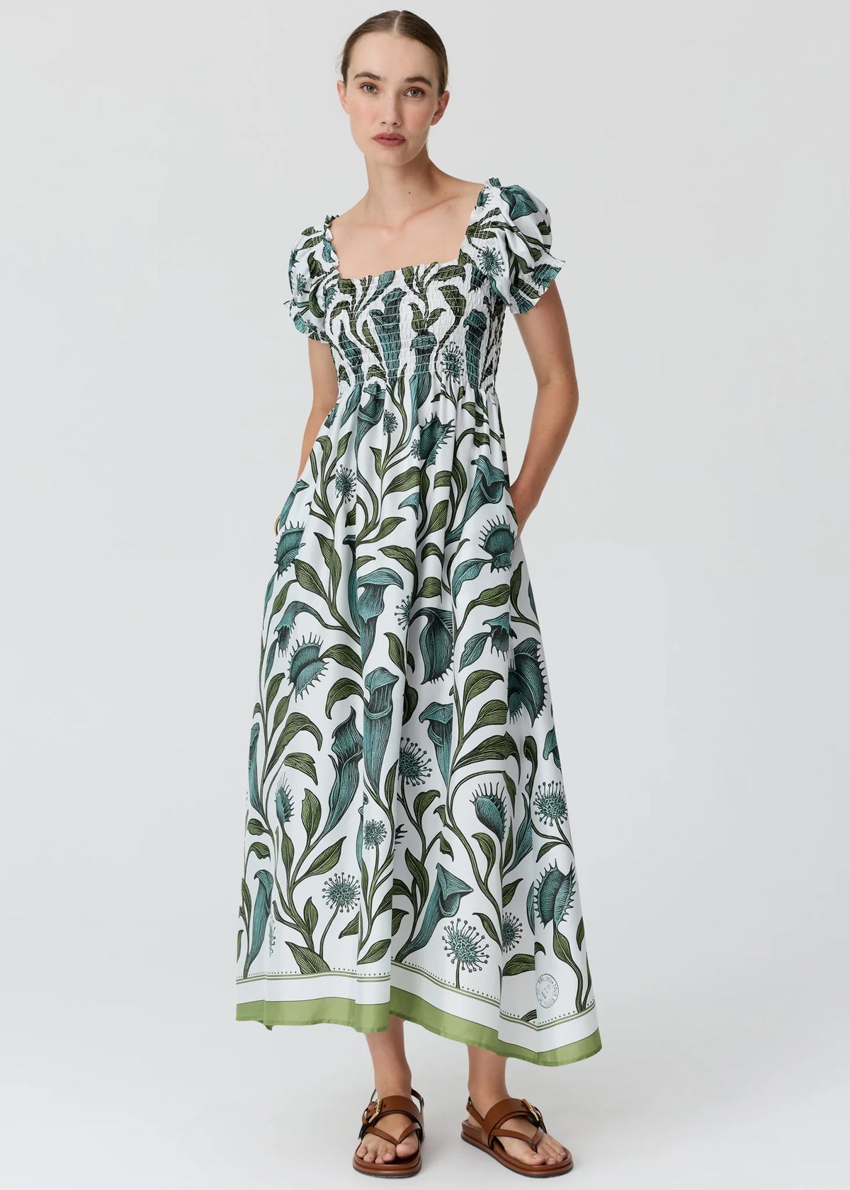 Pol Linne Silk Dress - Linne Border Print