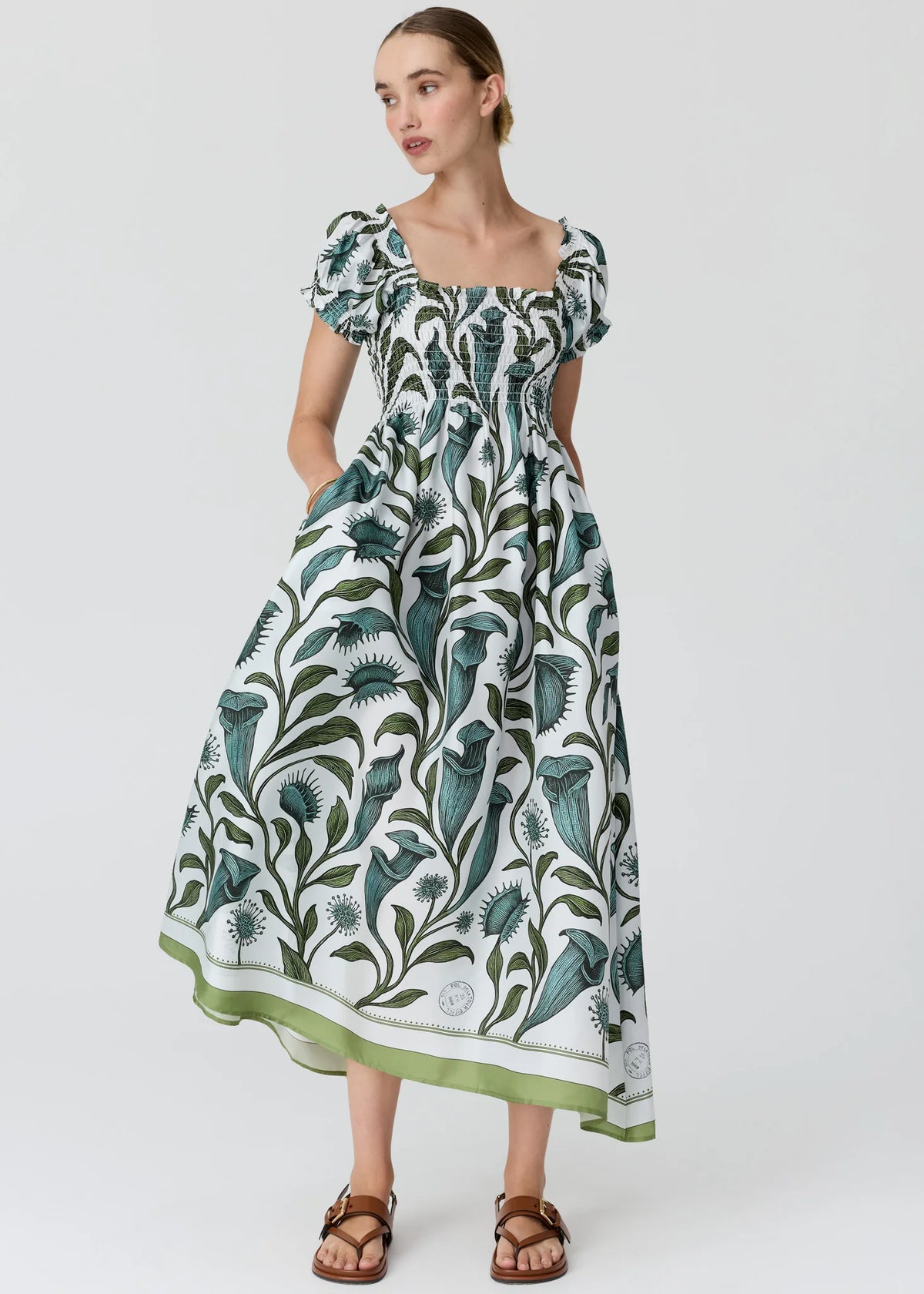 Pol Linne Silk Dress - Linne Border Print