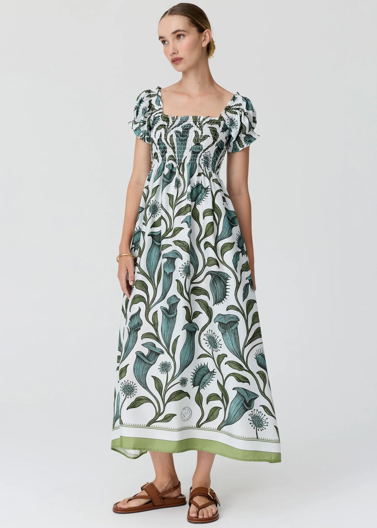 Pol Linne Silk Dress - Linne Border Print