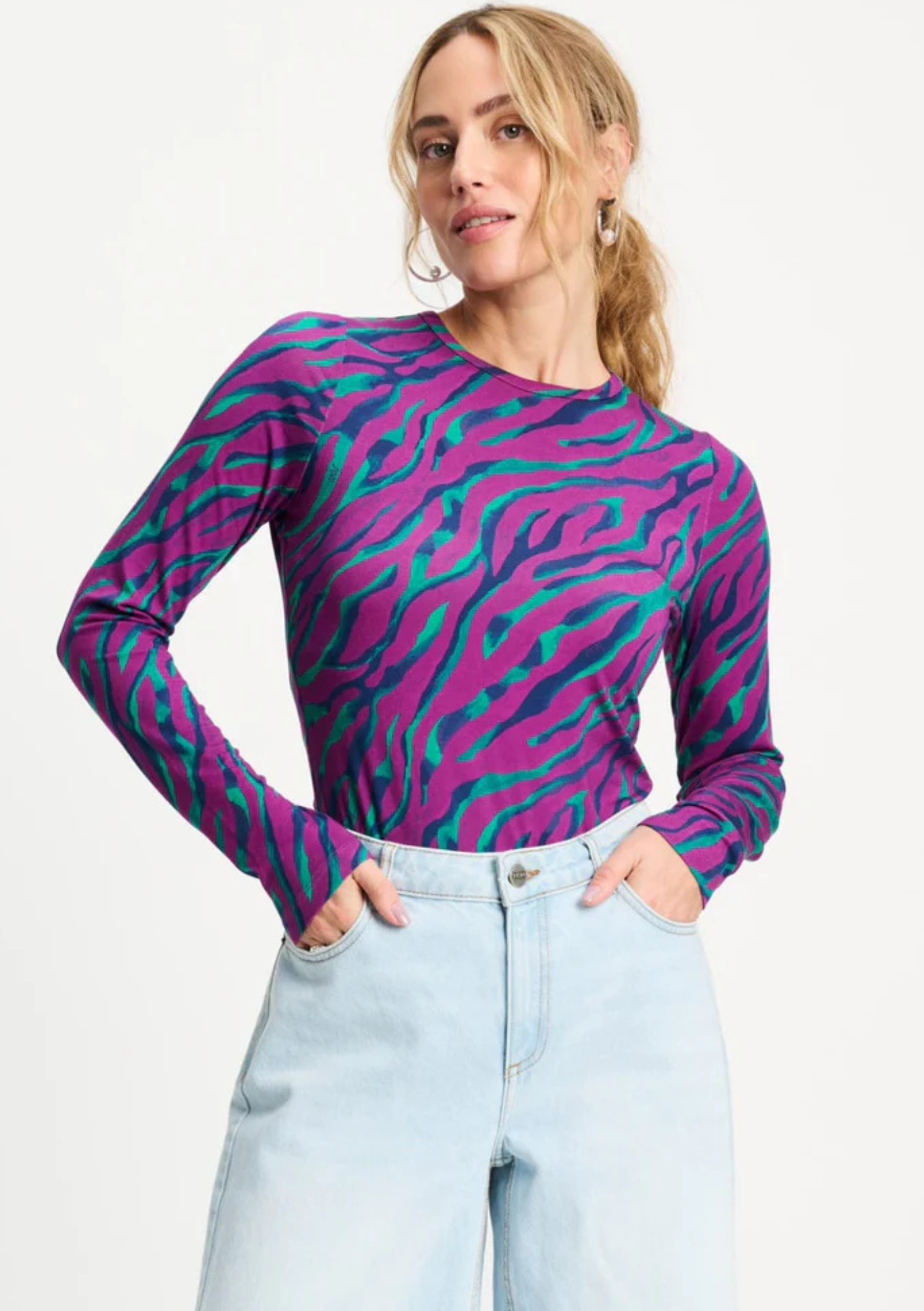 Long Sleeve Top - Rib Animal Purple PRE ORDER