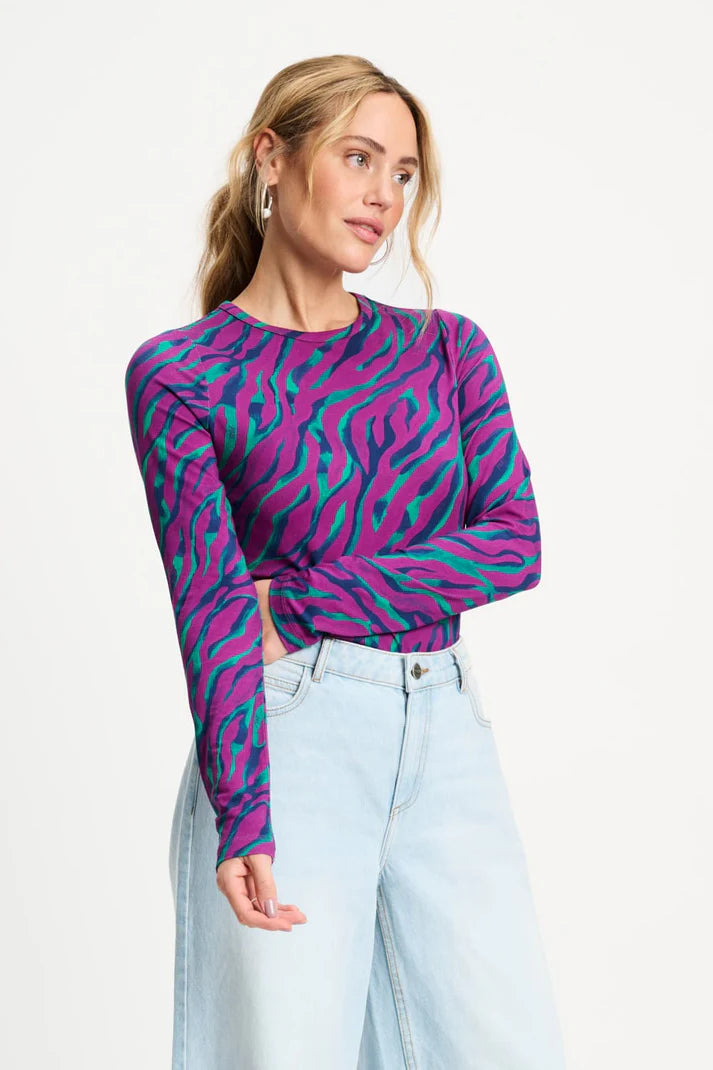 Long Sleeve Top - Rib Animal Purple PRE ORDER