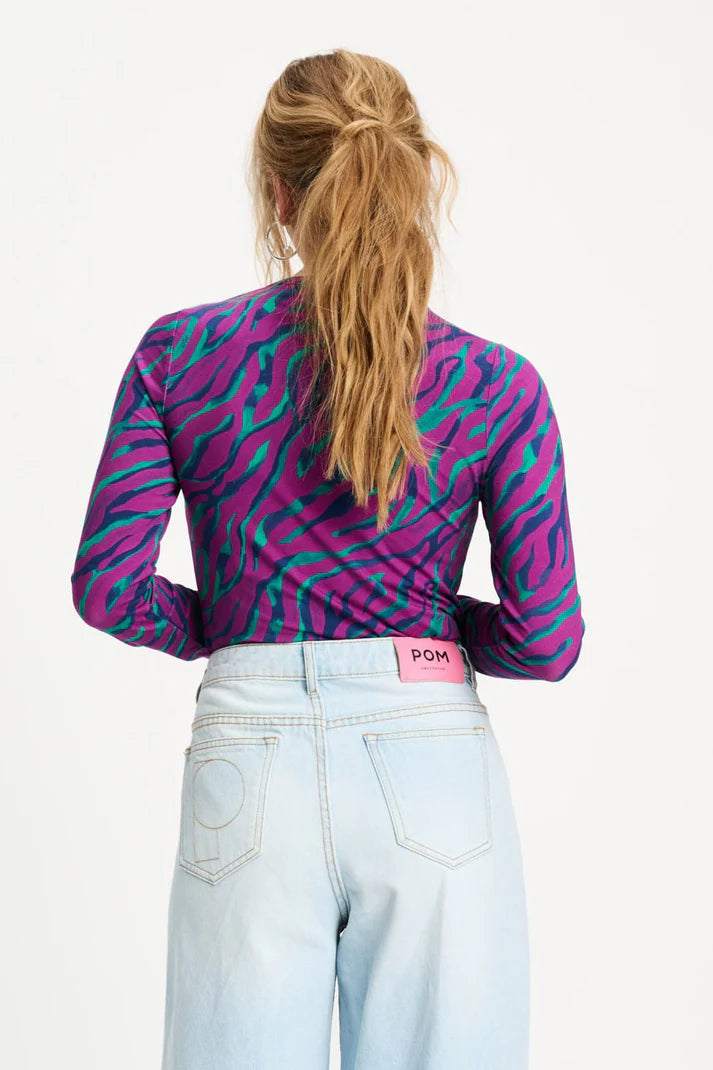 Long Sleeve Top - Rib Animal Purple PRE ORDER