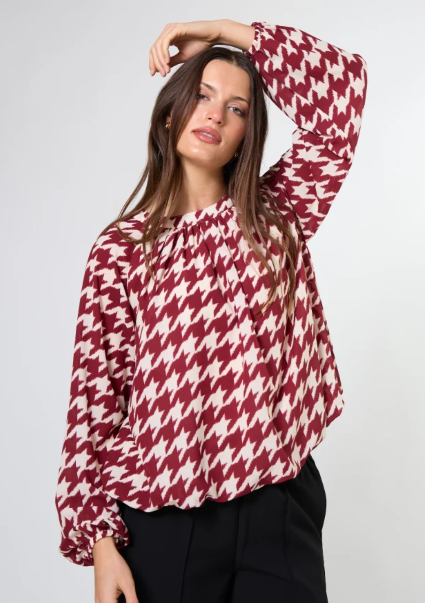 Lou Blouse - Syrah Houndstooth