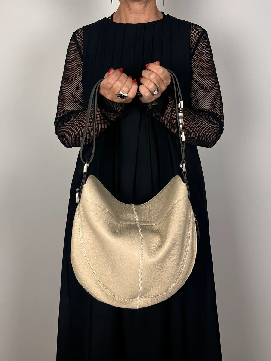 Minx Marco Crossbody Bag - Cream with Cafe Strap